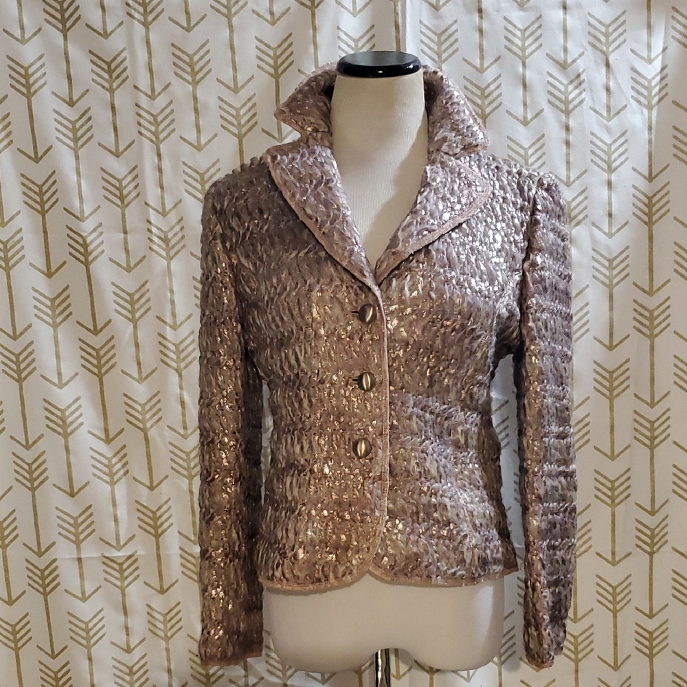 Tuzzi Nero Women's Metallic Textured Blazer